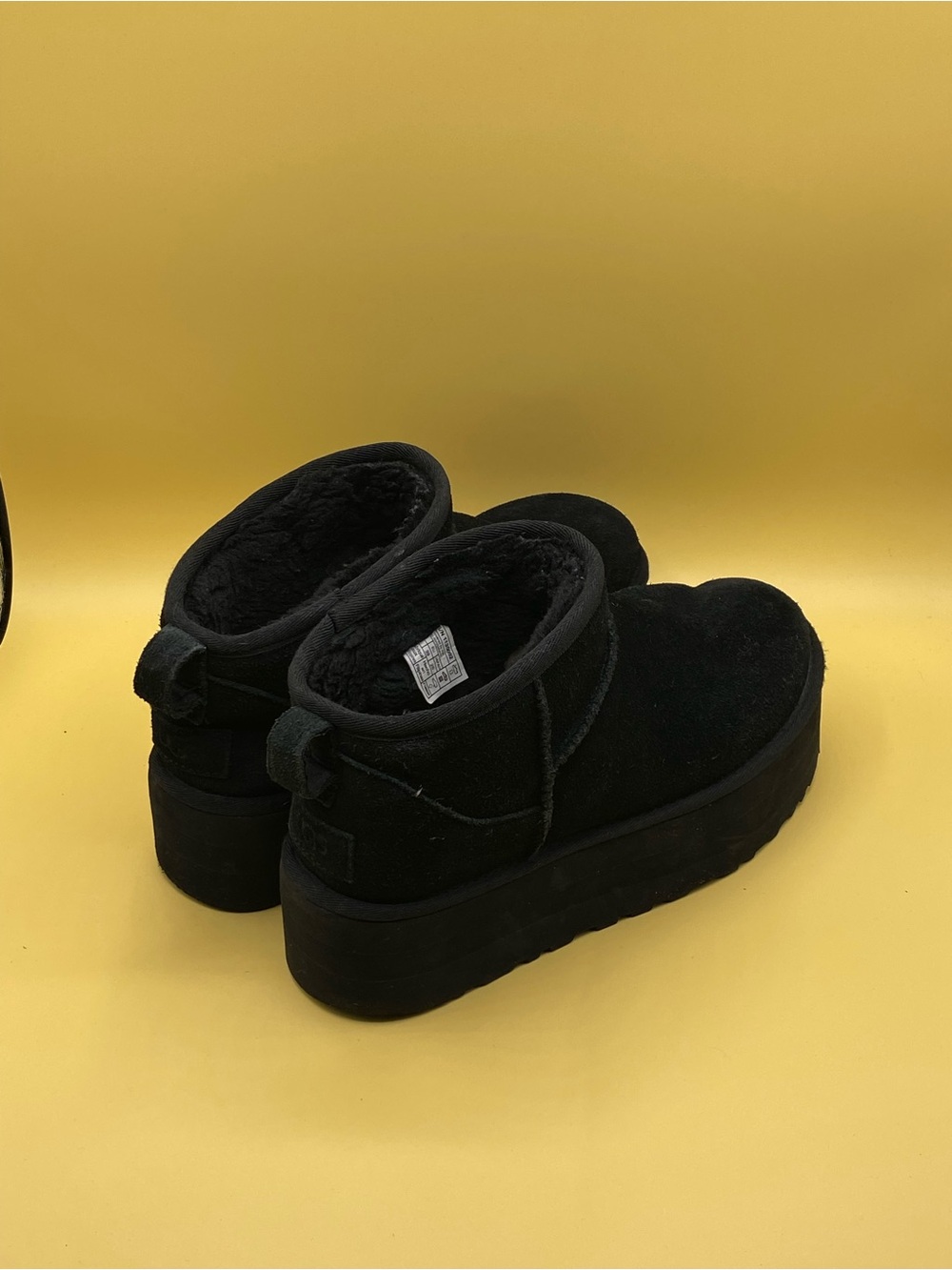 UGG Black Platform Faux-Shearling Slip-On Slippers - Picture 4 of 4